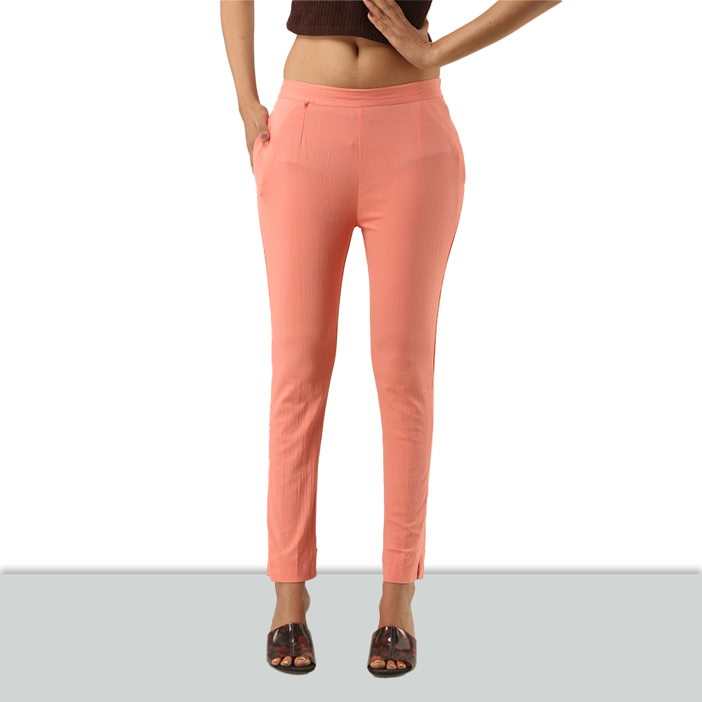 Womens Solid Knot Pant - Peach – Minelli