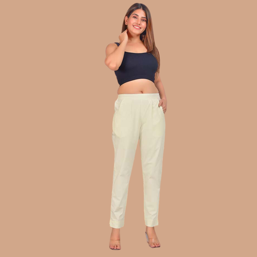 Beige Cream Cotton Pant., Regular Fit at Rs 599 in Balotra | ID: 25854883130