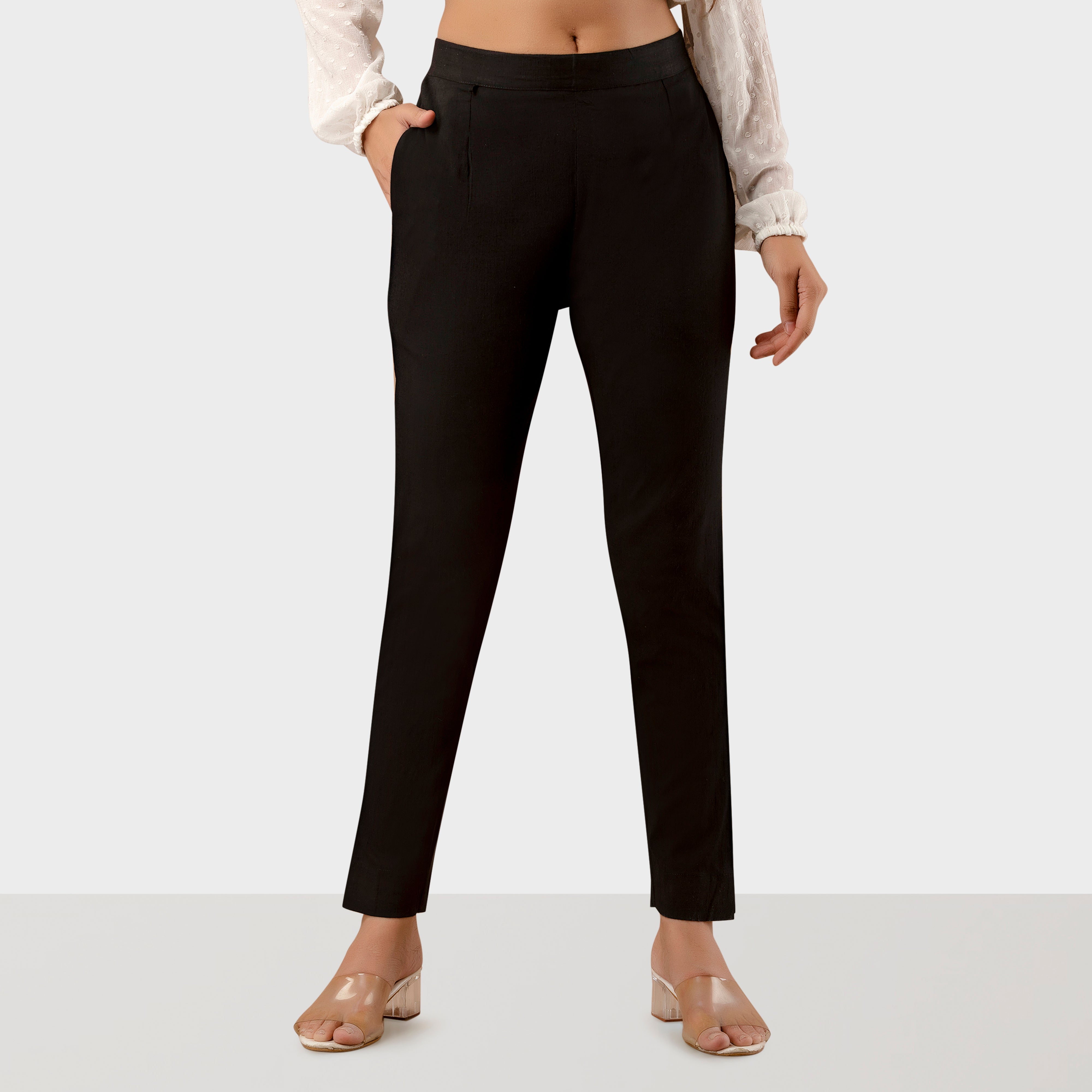 Black Stretchable Fitted Pants