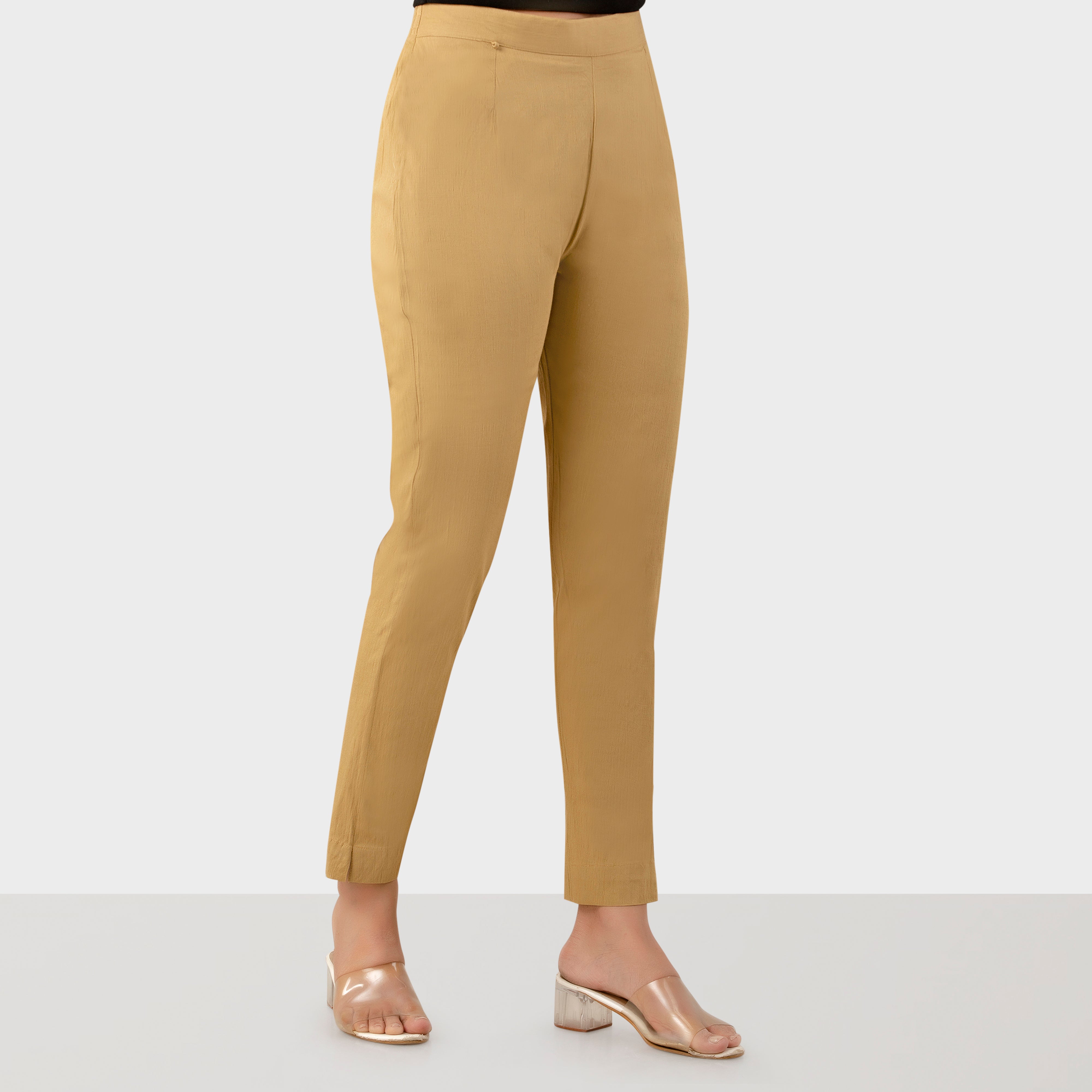 Buy Gold Poly Cotton Slim Pants (1N) for INR899.00 | Rangriti