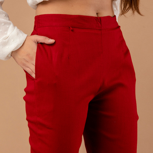 Regular Fit Women Maroon Stretchable Pants